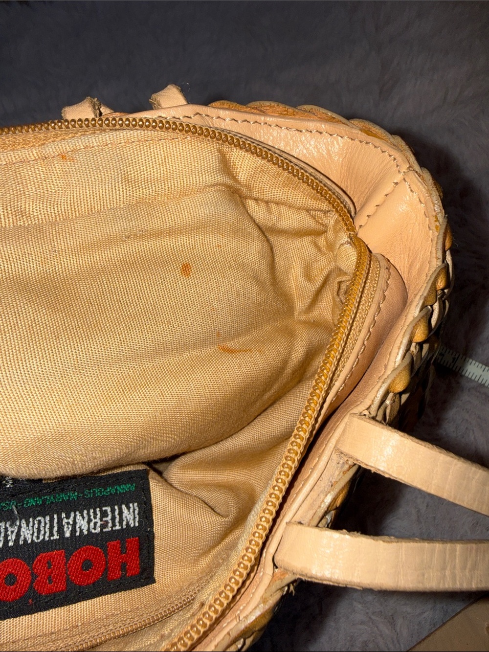 HOBO Woven Tan Leather Tote with Double Shoulder Straps - Picture 7 of 8